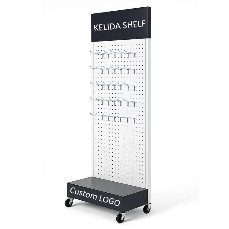 Pegboard Floor Display Rack With Hooks And Wheels suppliers